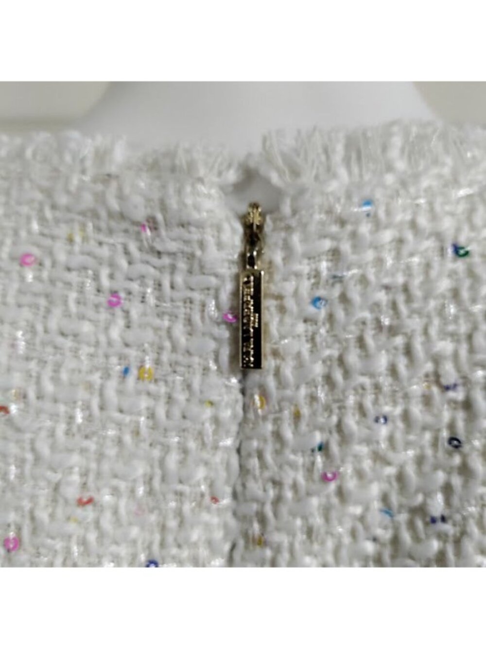 NWT Karl Lagerfield Paris Tweed Preppy Formal Shift Dress White Womens Size 10 - Picture 11 of 15